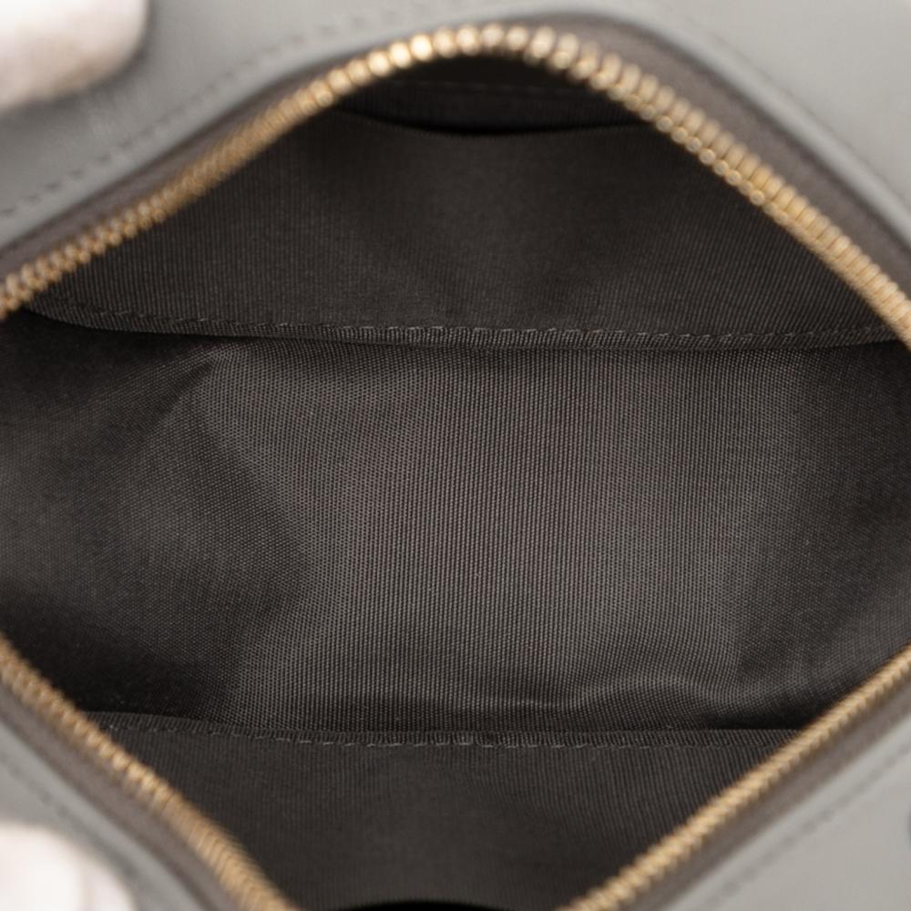 Chanel AB Chanel Gray Lambskin Leather Leather Lambskin 19 Round Clutch with Chain Italy