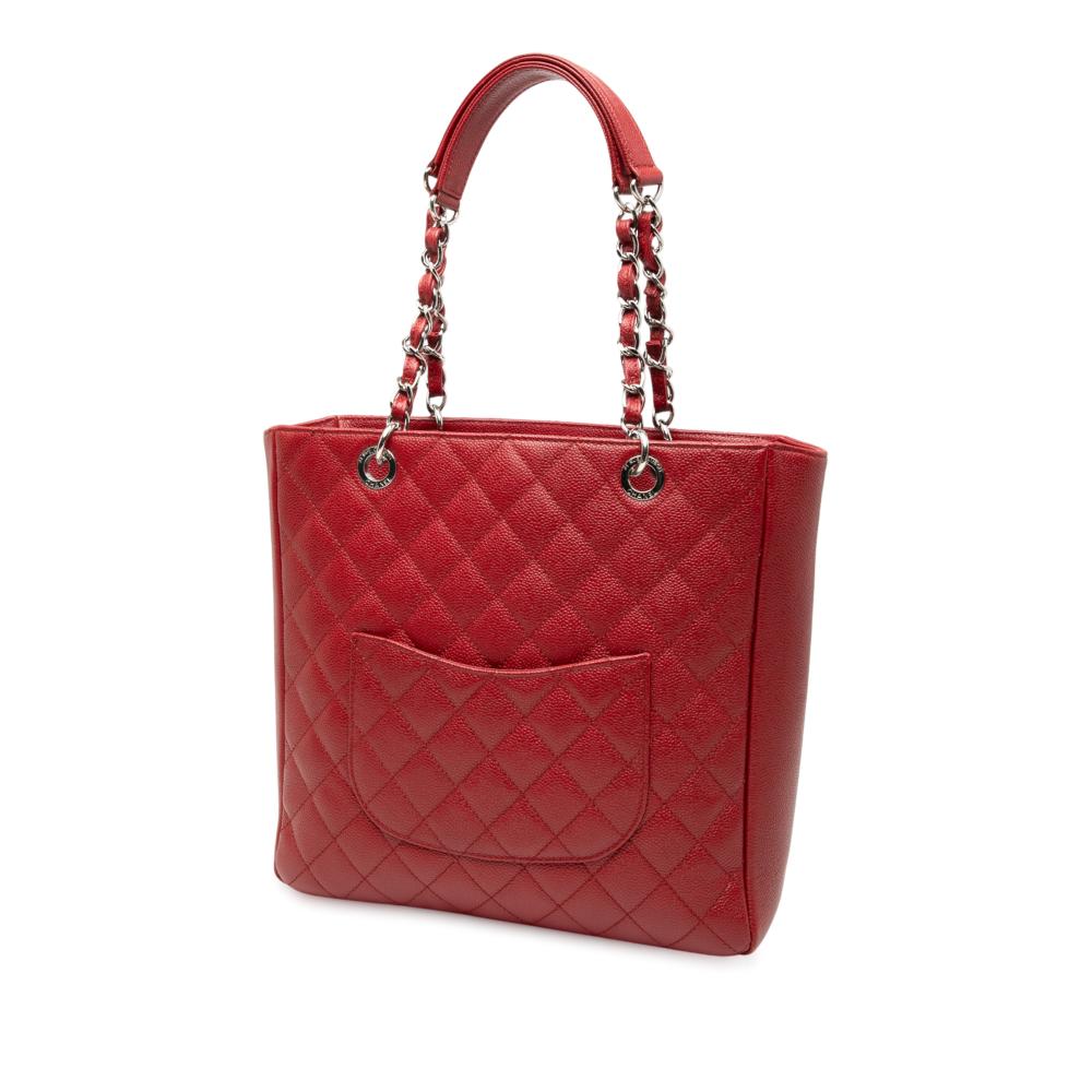 Chanel AB Chanel Red Caviar Leather Leather Caviar Vertical Grand Shopping Tote Italy
