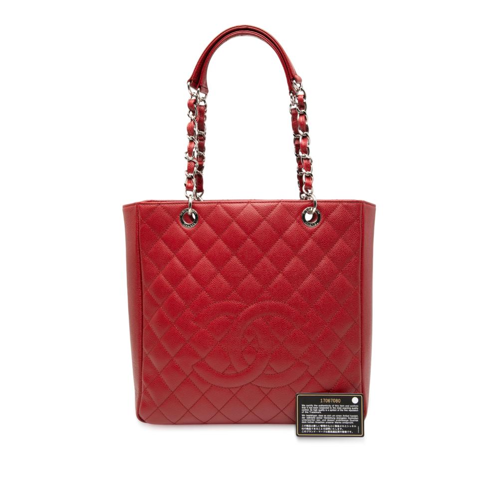 Chanel AB Chanel Red Caviar Leather Leather Caviar Vertical Grand Shopping Tote Italy