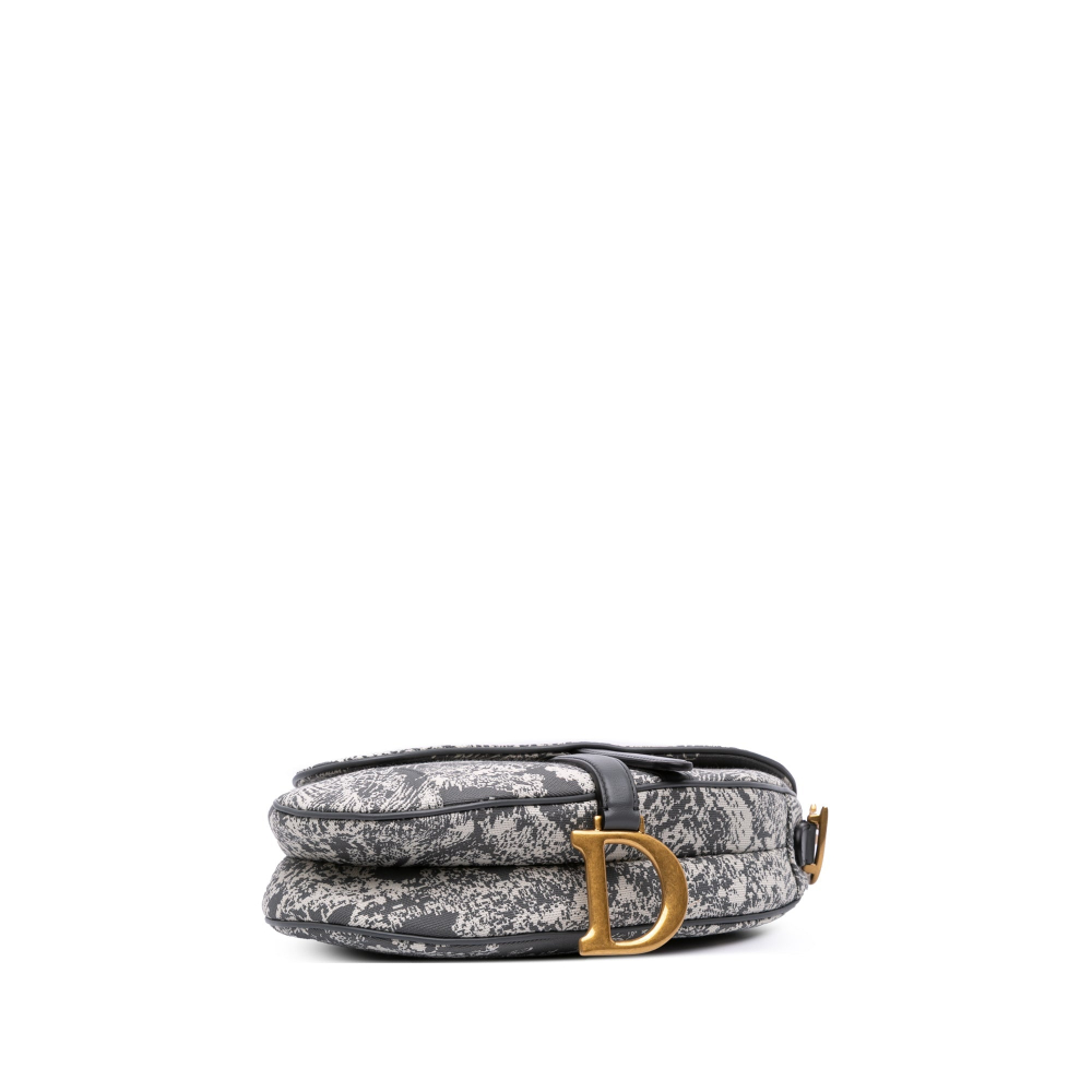 Christian Dior Saddle Canvas Saddle Handbag No Strap Grey