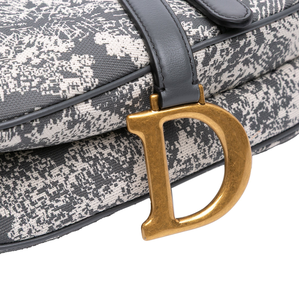 Christian Dior Saddle Canvas Saddle Handbag No Strap Grey