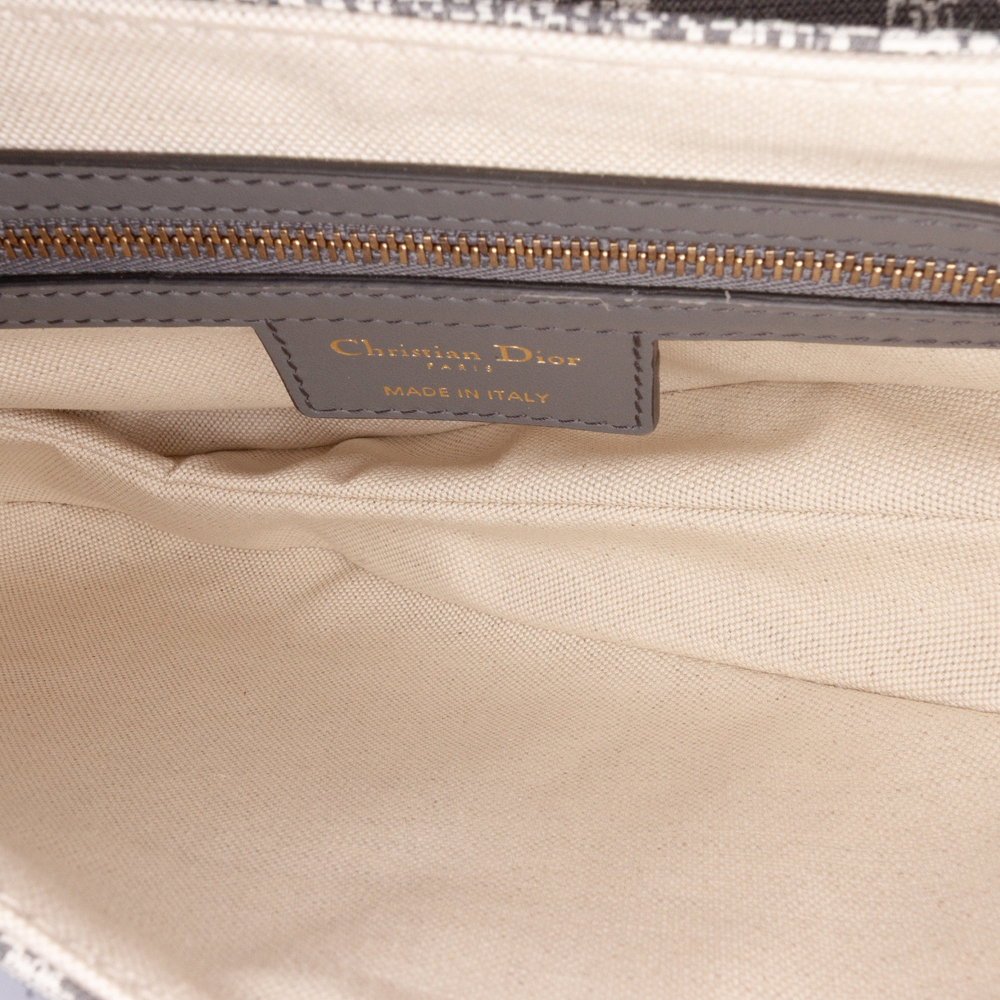 Christian Dior Saddle Canvas Saddle Handbag No Strap Grey