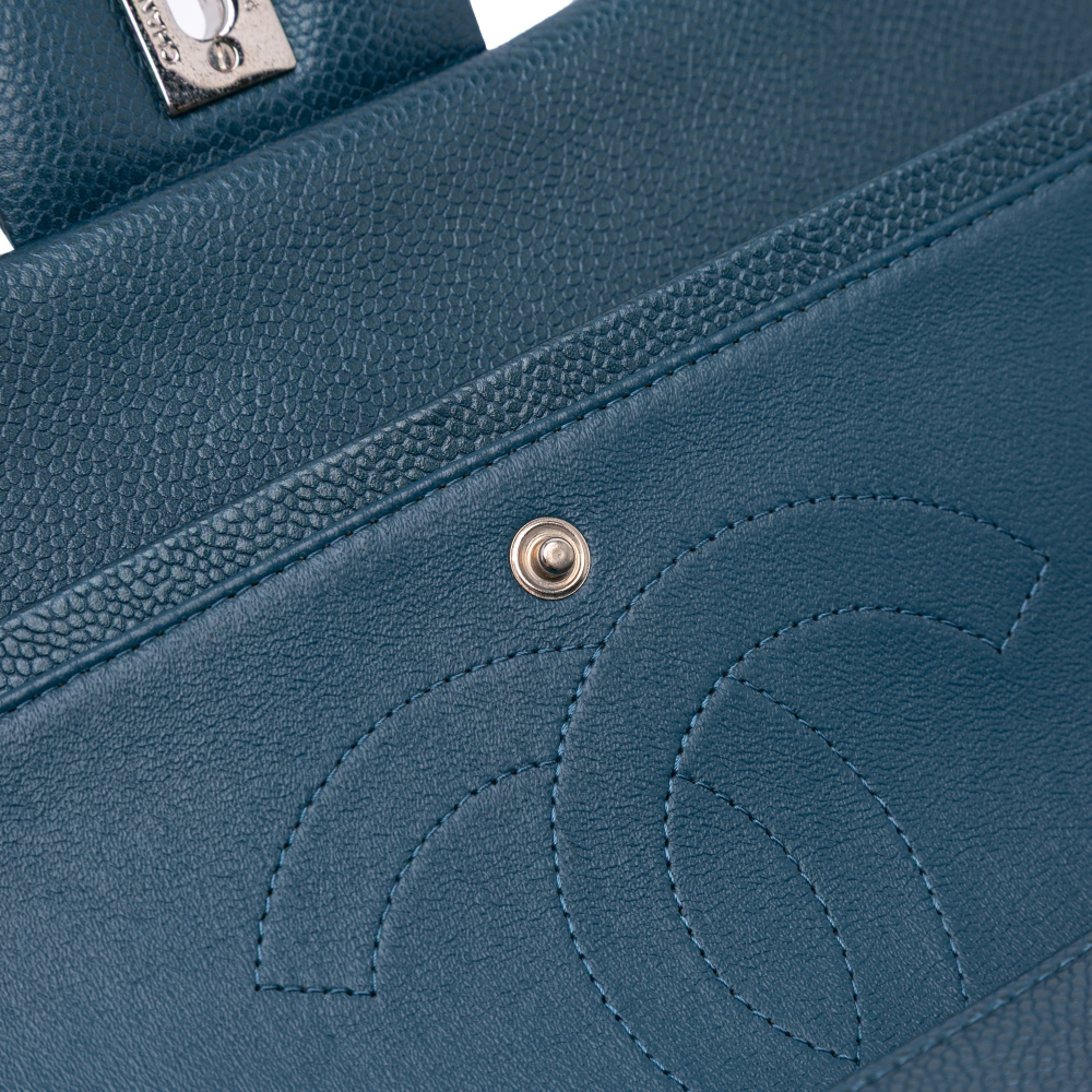Chanel Classic Double Flap Jumbo Matelassè Caviar Leather Handbag Blue