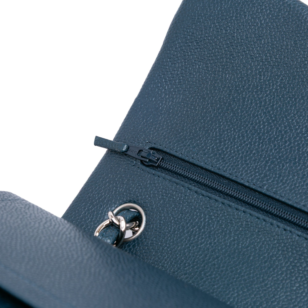 Chanel Classic Double Flap Jumbo Matelassè Caviar Leather Handbag Blue