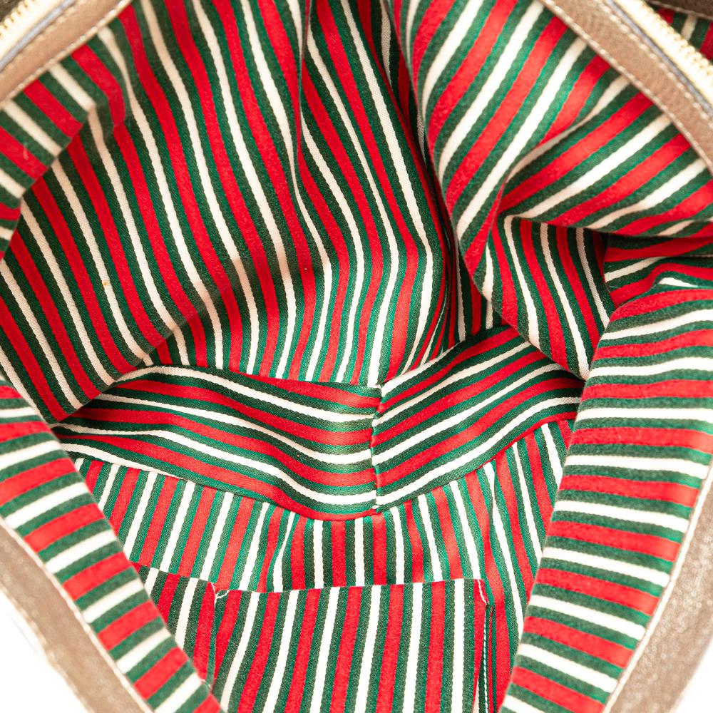 Gucci AB Gucci Brown Beige with Silver Canvas Fabric GG Abbey D Ring Tote Italy