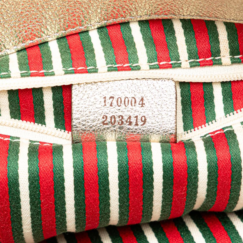 Gucci AB Gucci Brown Beige with Silver Canvas Fabric GG Abbey D Ring Tote Italy