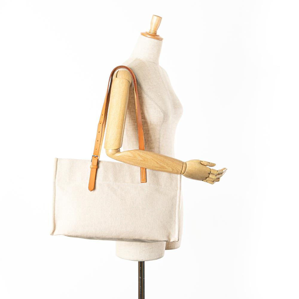 Hermès B Hermès Brown Beige Canvas Fabric Toile Etriviere Elan France