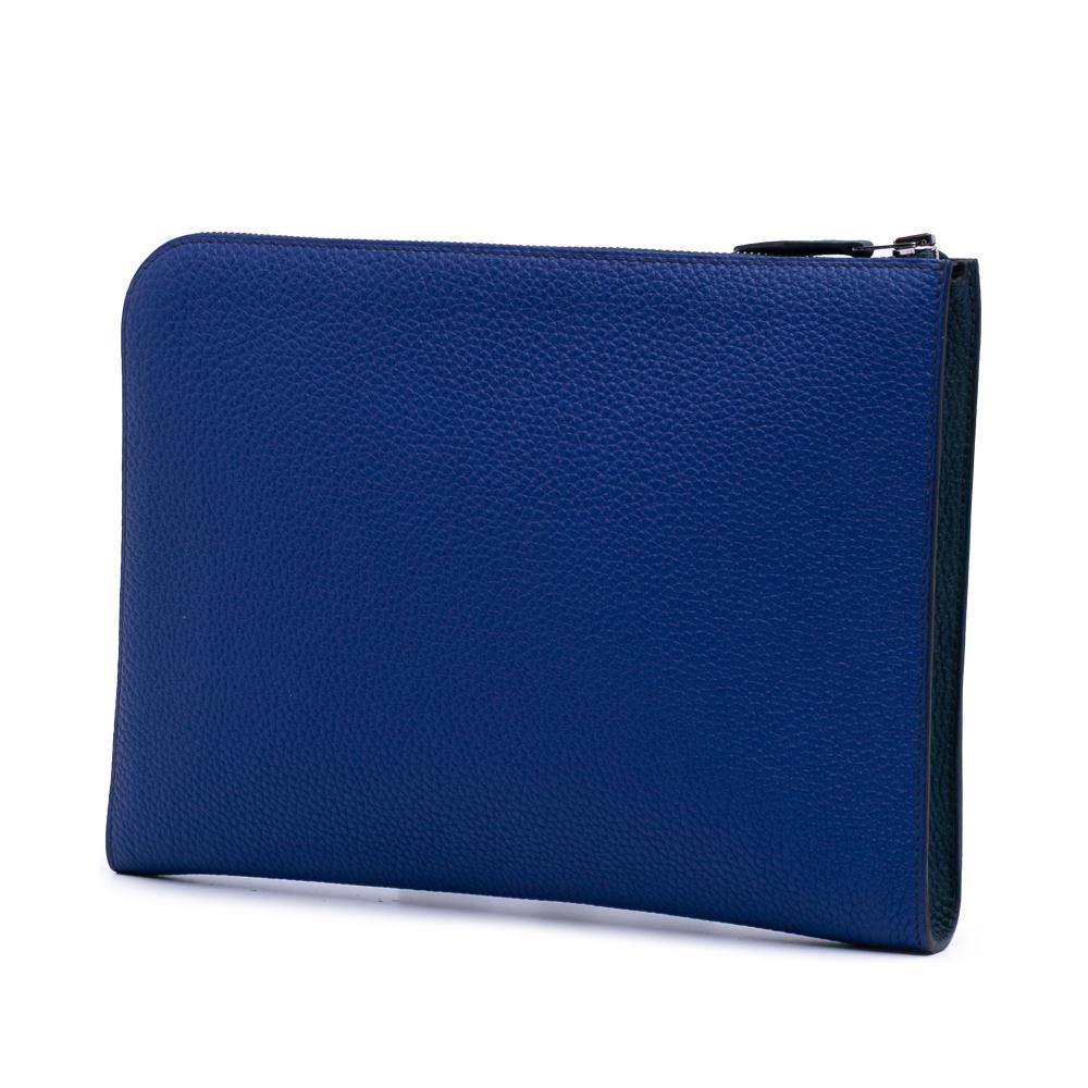 Hermès AB Hermès Blue Dark Blue Calf Leather Togo Swift Endless Road Clutch France