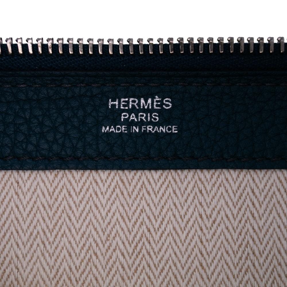 Hermès AB Hermès Blue Dark Blue Calf Leather Togo Swift Endless Road Clutch France