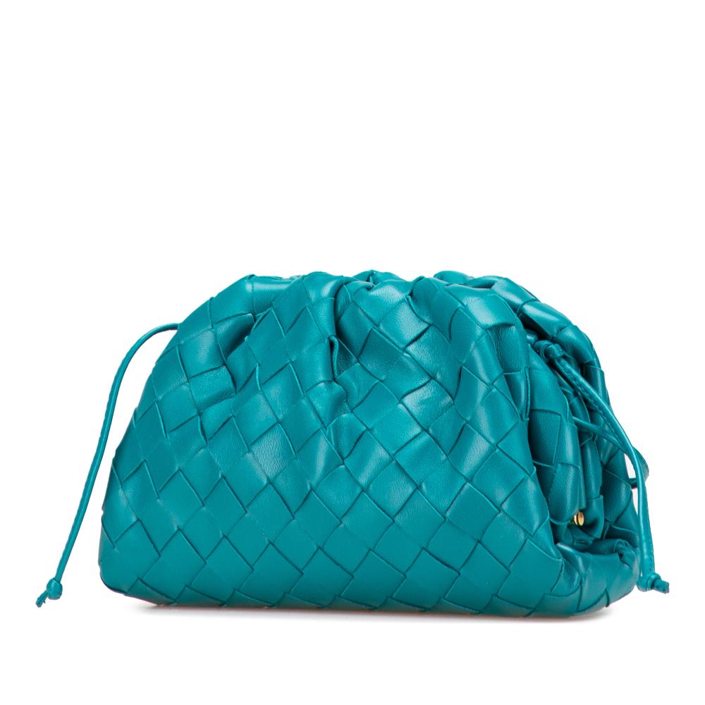 Bottega Veneta B Bottega Veneta Blue Turquoise Nappa Leather Leather Nappa Intrecciato The Mini Pouch Italy