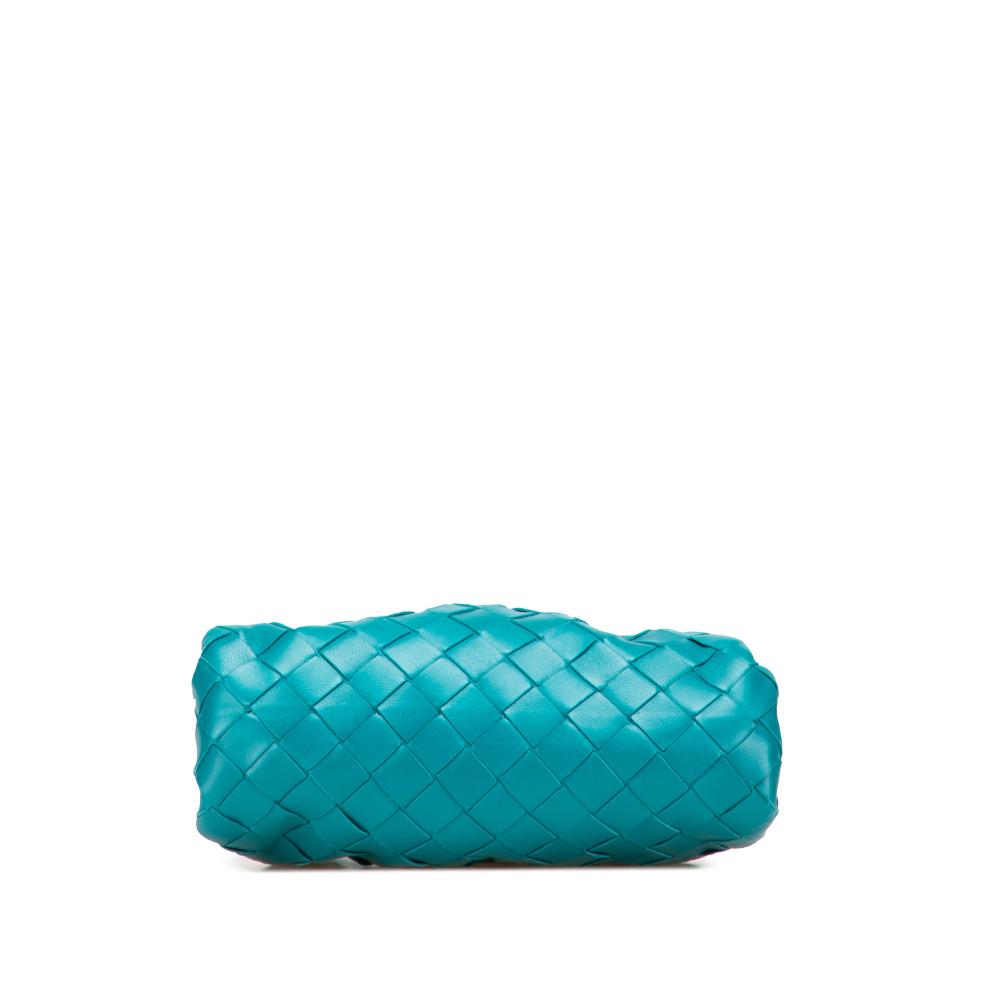 Bottega Veneta B Bottega Veneta Blue Turquoise Nappa Leather Leather Nappa Intrecciato The Mini Pouch Italy
