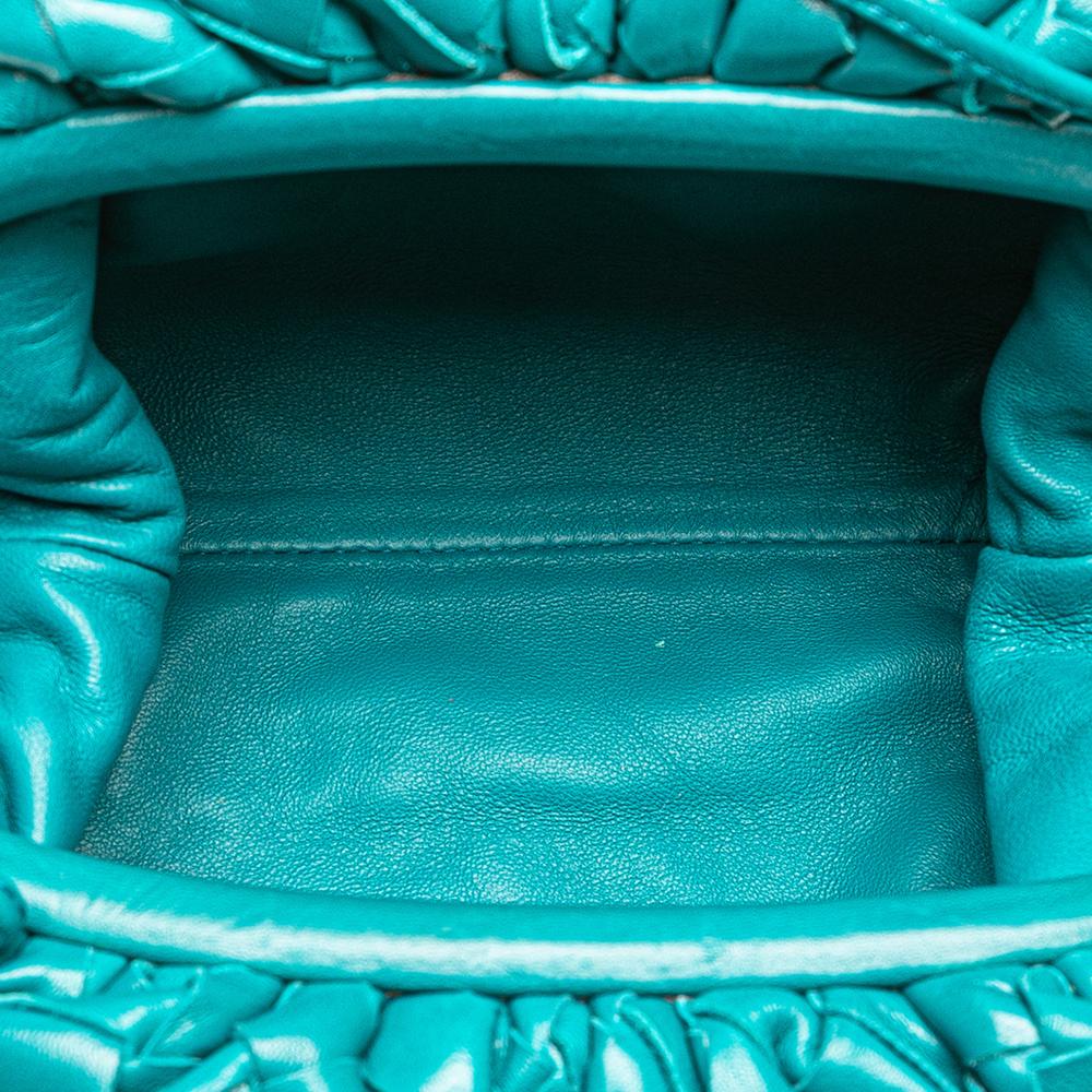 Bottega Veneta B Bottega Veneta Blue Turquoise Nappa Leather Leather Nappa Intrecciato The Mini Pouch Italy
