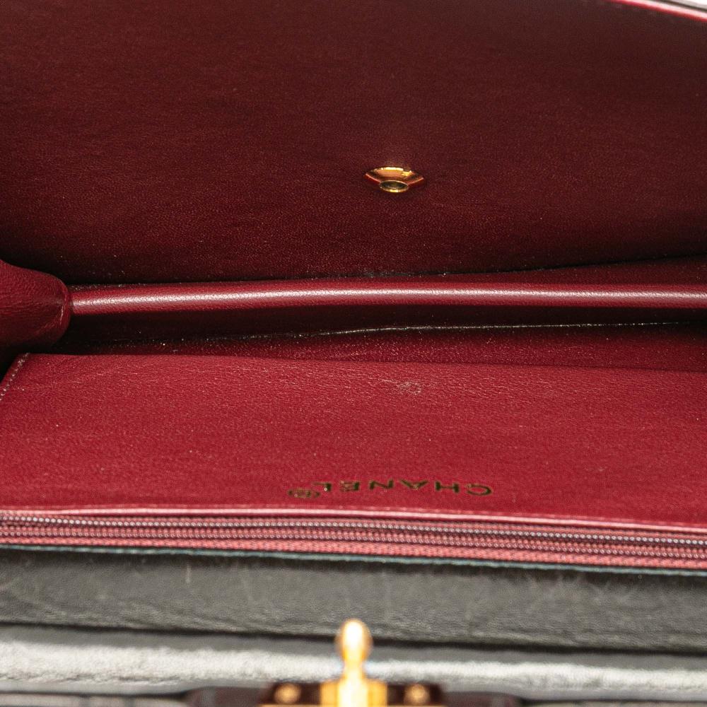 Chanel B Chanel Black Lambskin Leather Leather Medium CC Quilted Lambskin Single Flap France