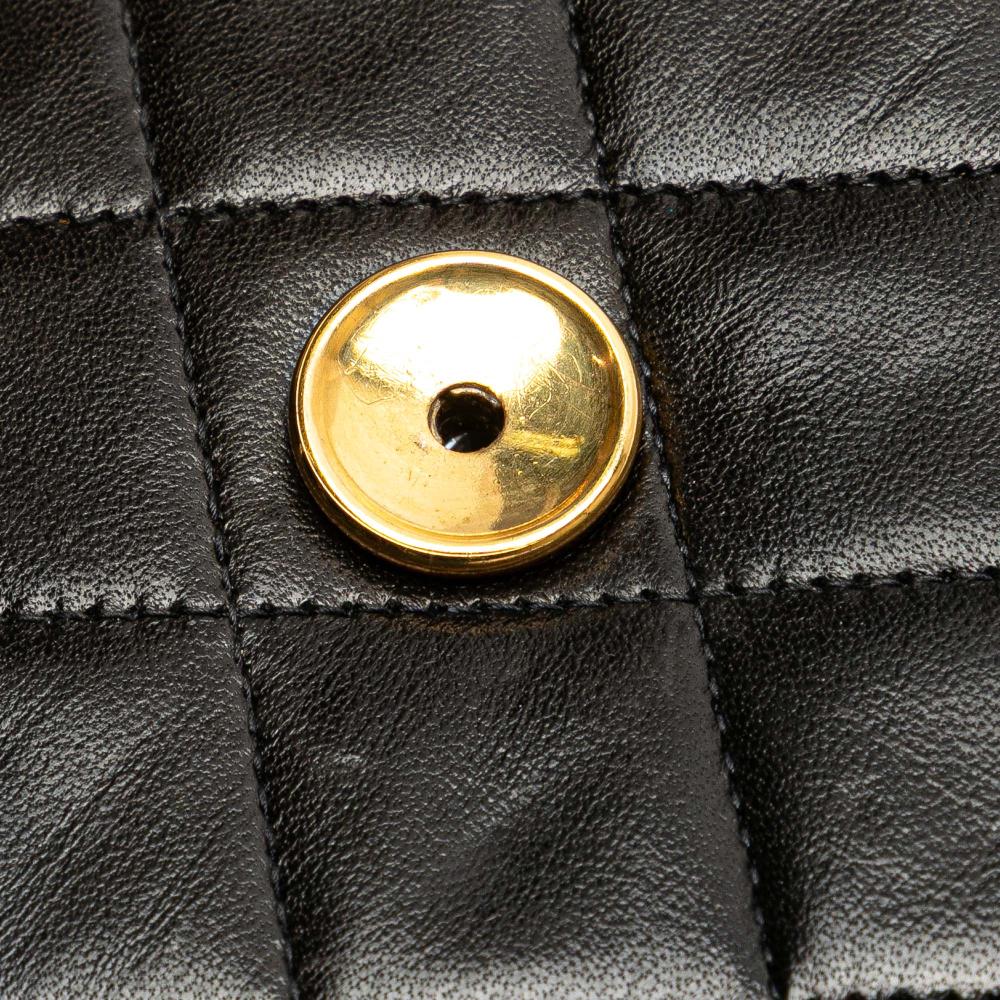 Chanel B Chanel Black Lambskin Leather Leather Medium CC Quilted Lambskin Single Flap France