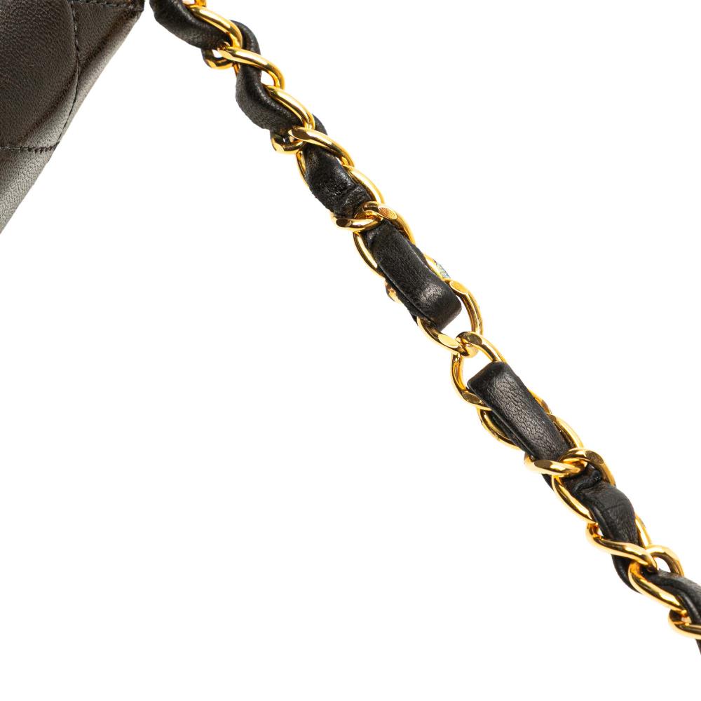 Chanel B Chanel Black Lambskin Leather Leather Medium CC Quilted Lambskin Single Flap France