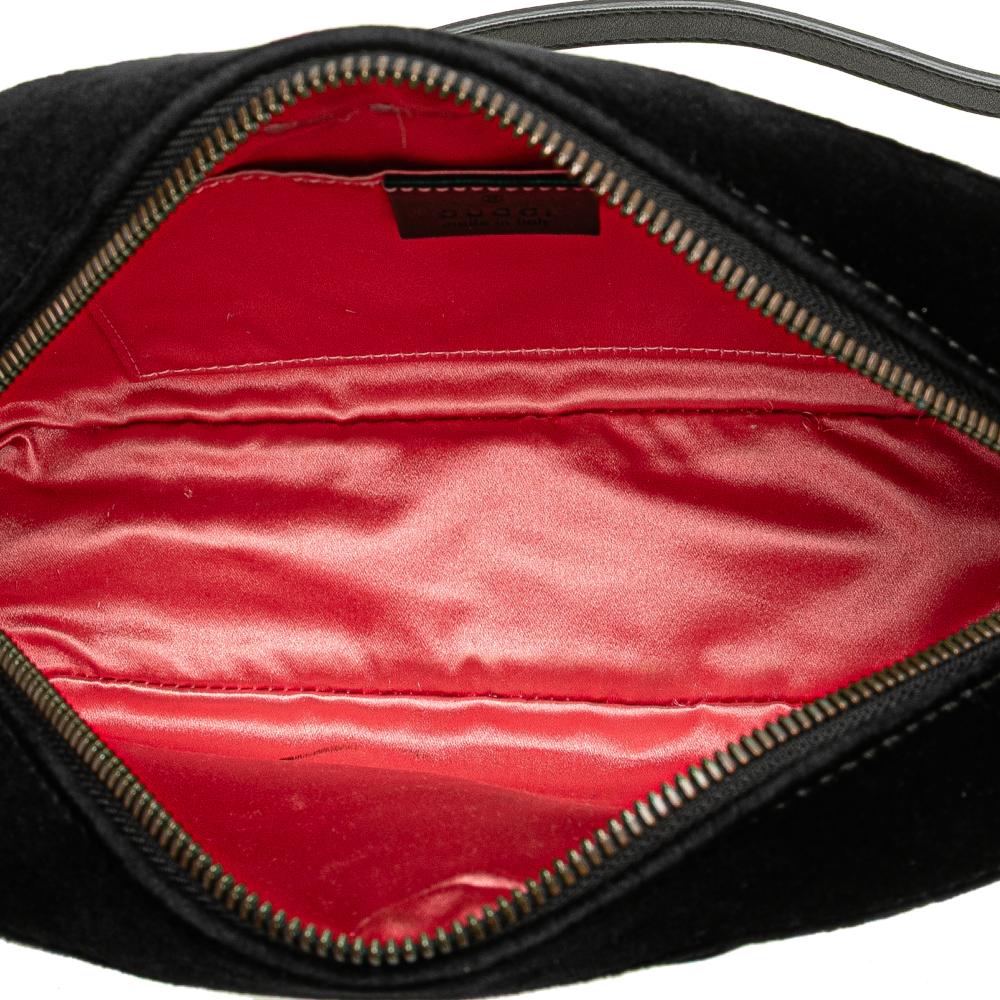 Gucci B Gucci Black Velvet Fabric Small GG Marmont Matelasse Crossbody Italy