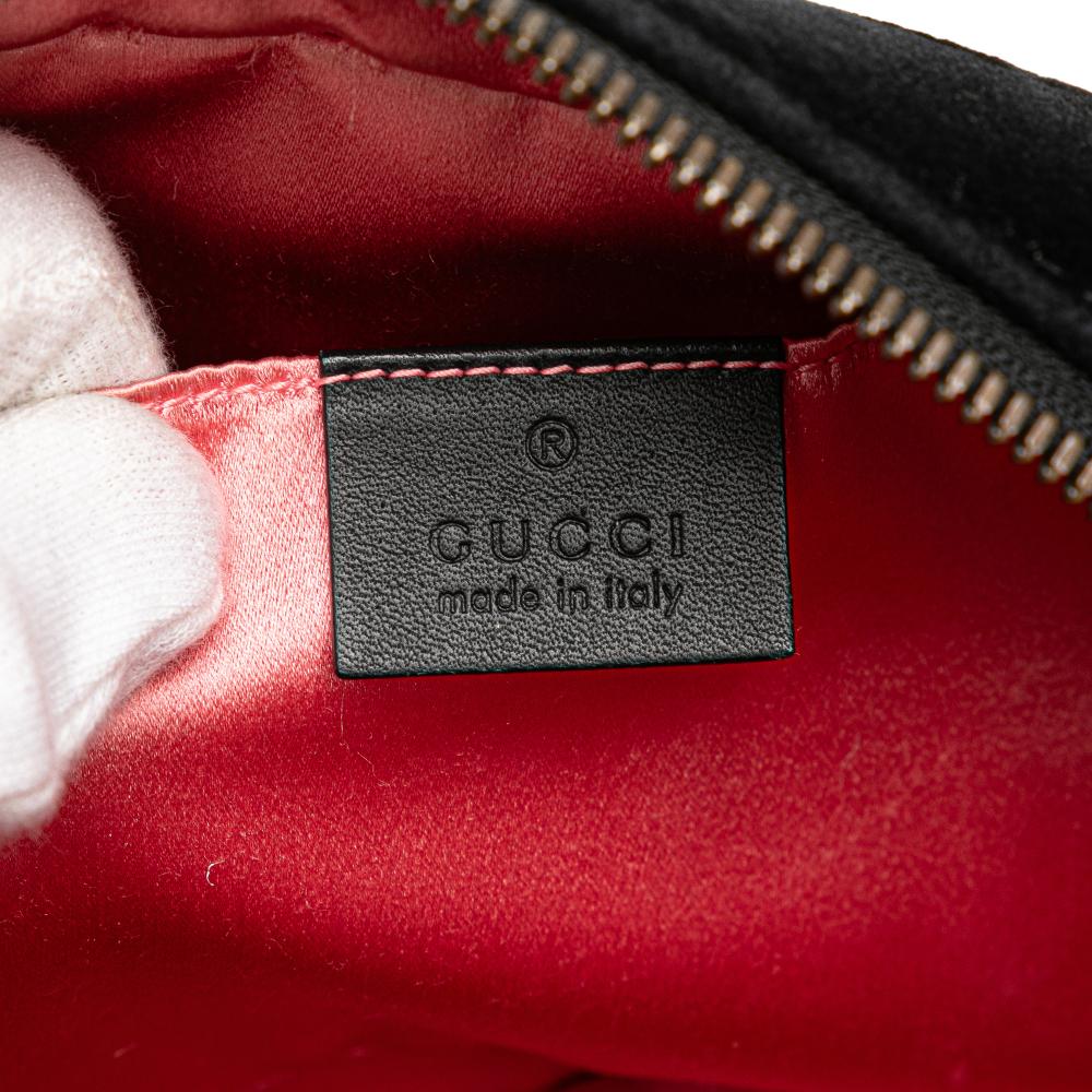 Gucci B Gucci Black Velvet Fabric Small GG Marmont Matelasse Crossbody Italy