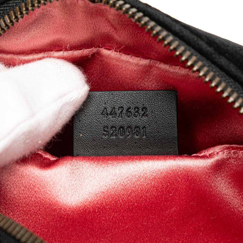 Gucci B Gucci Black Velvet Fabric Small GG Marmont Matelasse Crossbody Italy