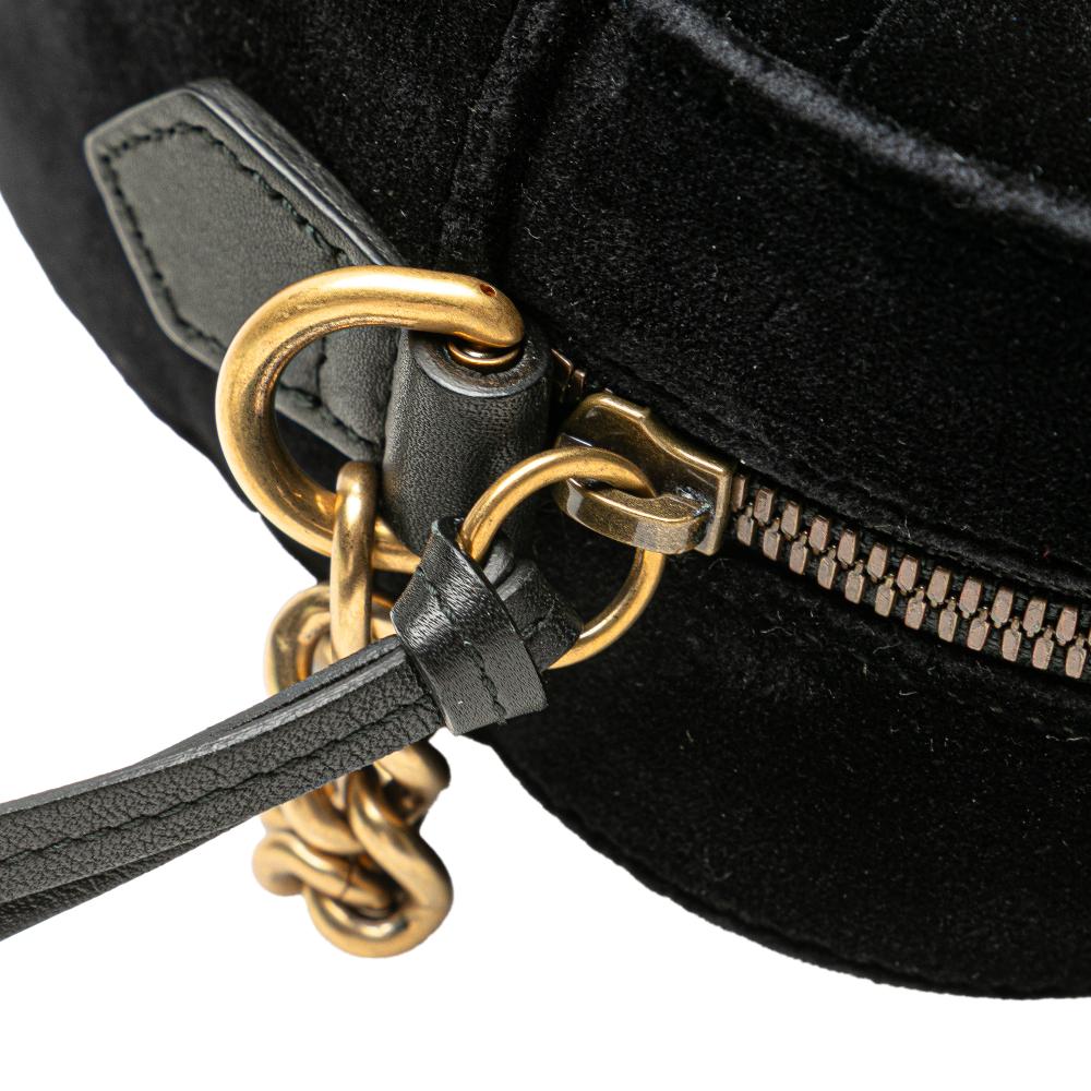 Gucci B Gucci Black Velvet Fabric Small GG Marmont Matelasse Crossbody Italy