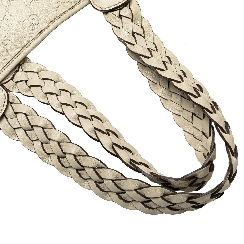 Gucci B Gucci White Calf Leather Small Guccissima Horsebit Pelham Shoulder Bag Italy