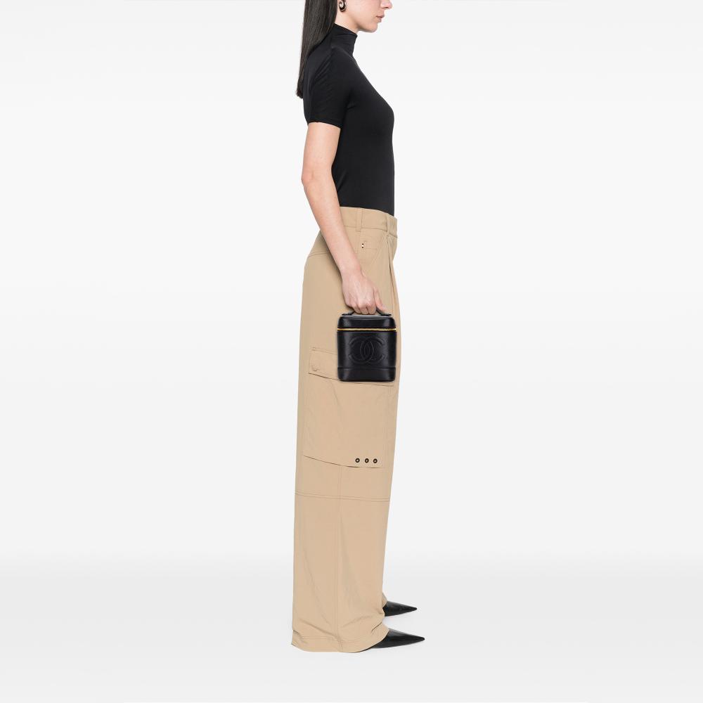 Chanel B Chanel Black Caviar Leather Leather CC Caviar Vanity Case France