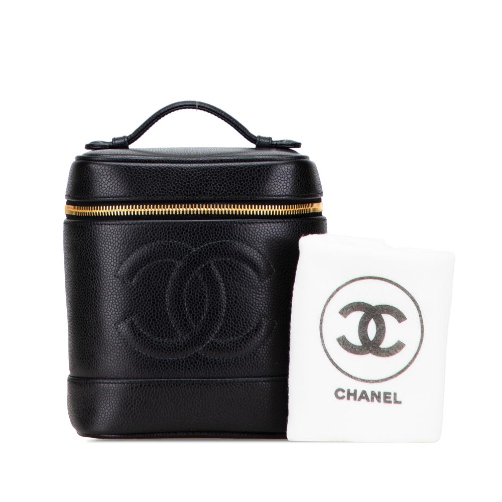 Chanel B Chanel Black Caviar Leather Leather CC Caviar Vanity Case France