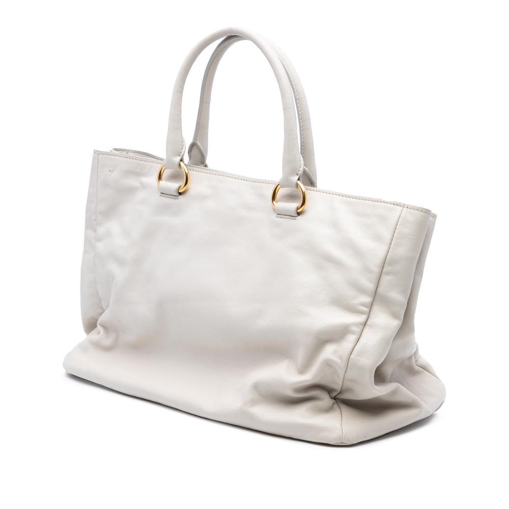 Prada B Prada White Calf Leather Soft Satchel Italy