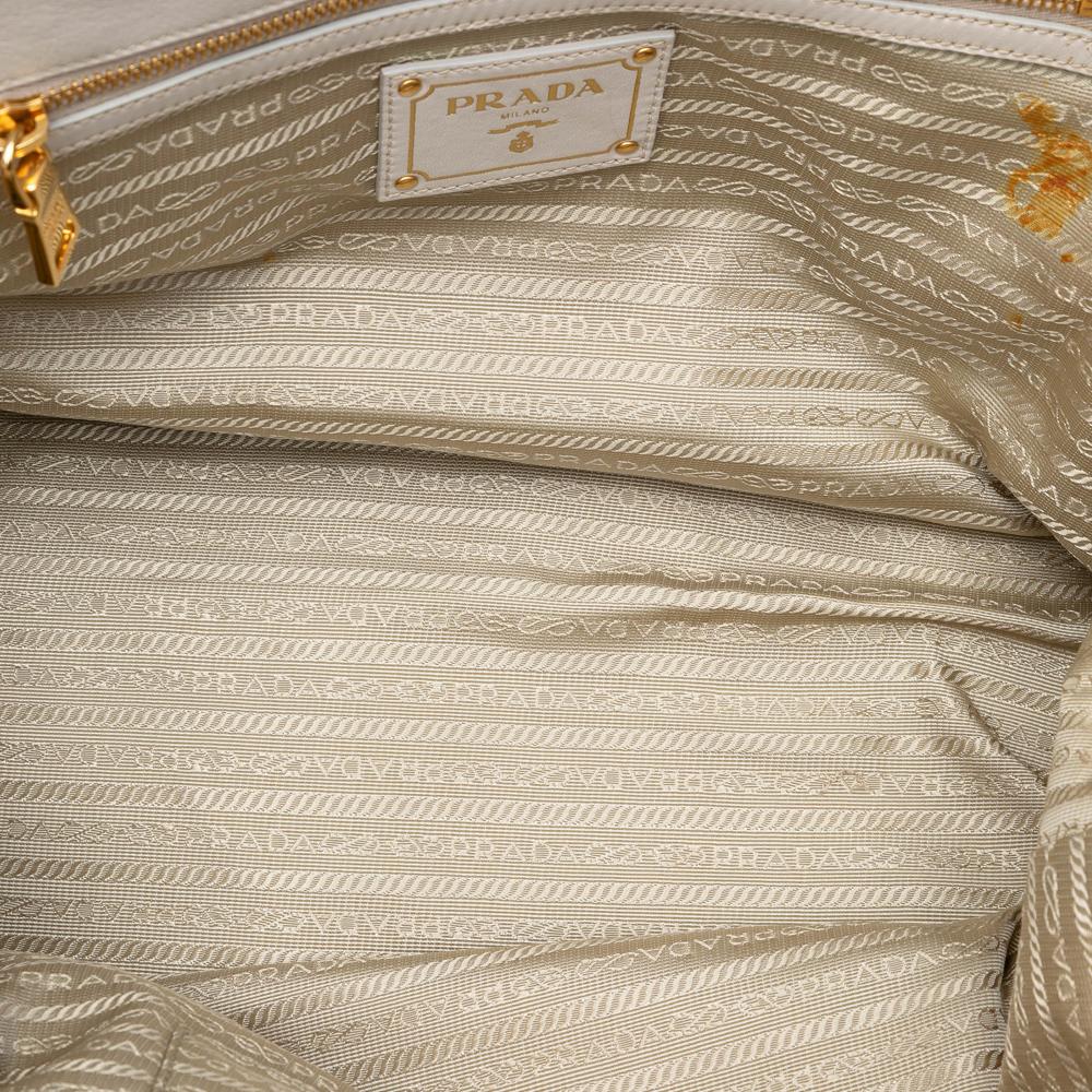 Prada B Prada White Calf Leather Soft Satchel Italy