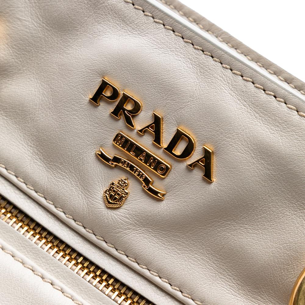 Prada B Prada White Calf Leather Soft Satchel Italy