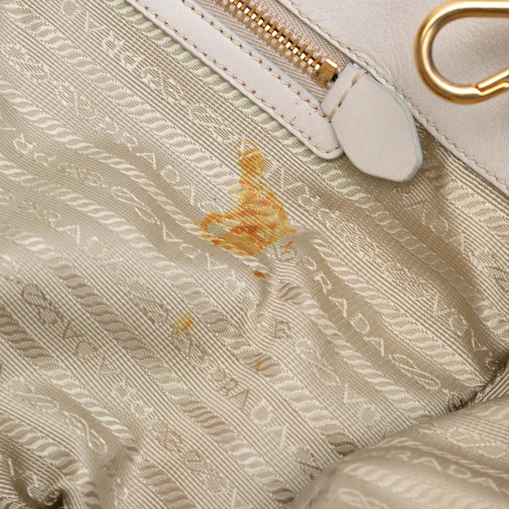 Prada B Prada White Calf Leather Soft Satchel Italy