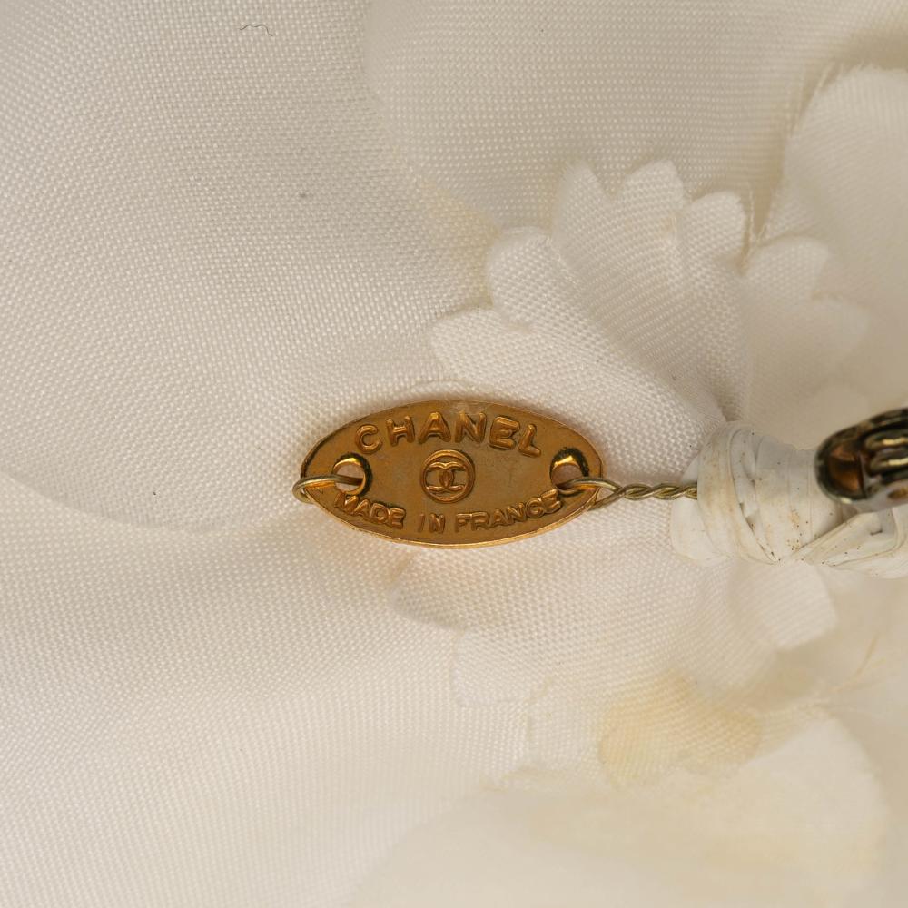 Chanel B Chanel White Ivory Canvas Fabric Camellia Brooch France