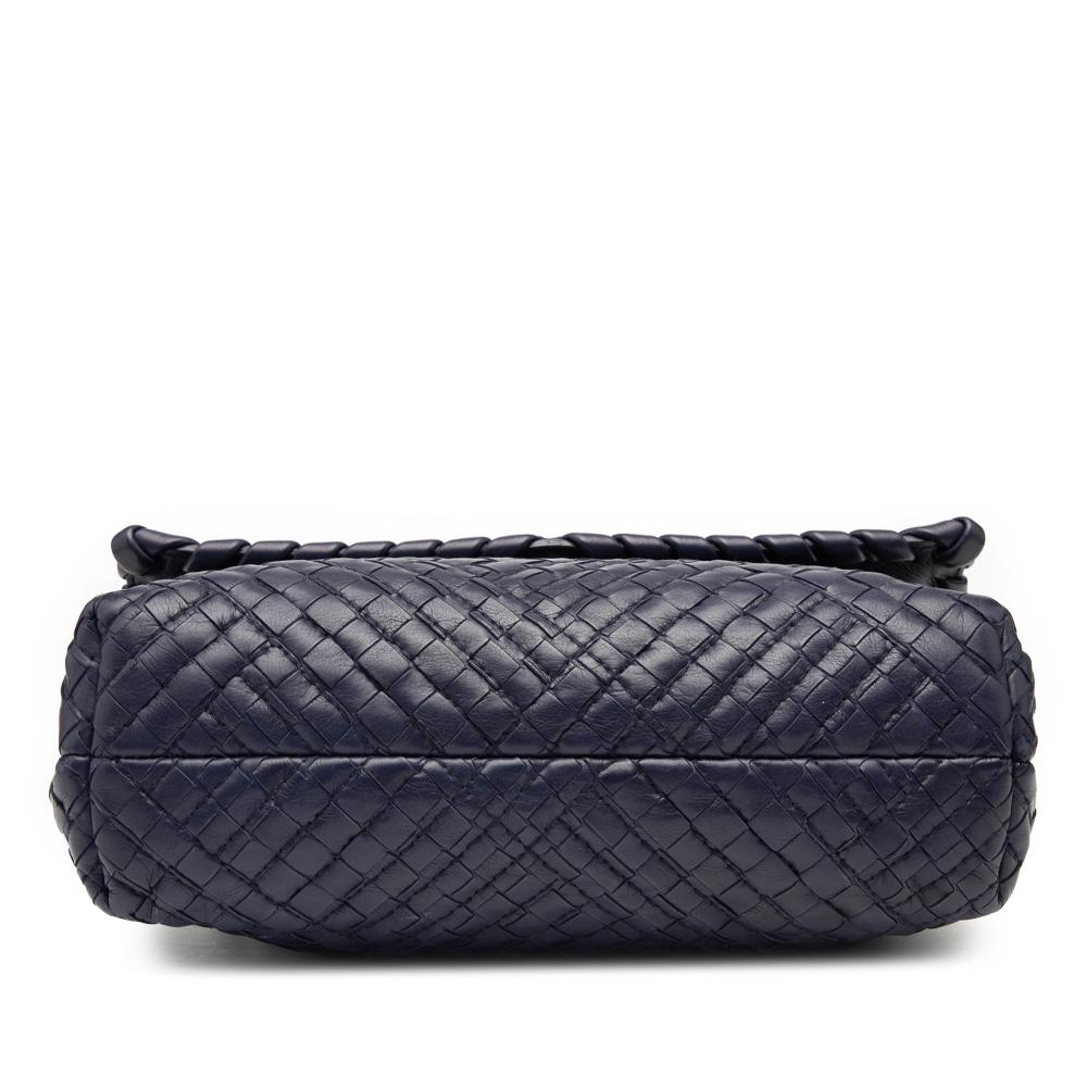 Bottega Veneta Blue Small Nappa Intrecciato Stitched Olimpia Shoulder Bag Italy