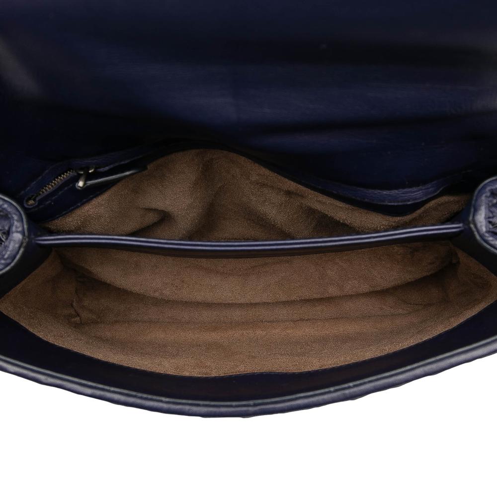 Bottega Veneta Blue Small Nappa Intrecciato Stitched Olimpia Shoulder Bag Italy