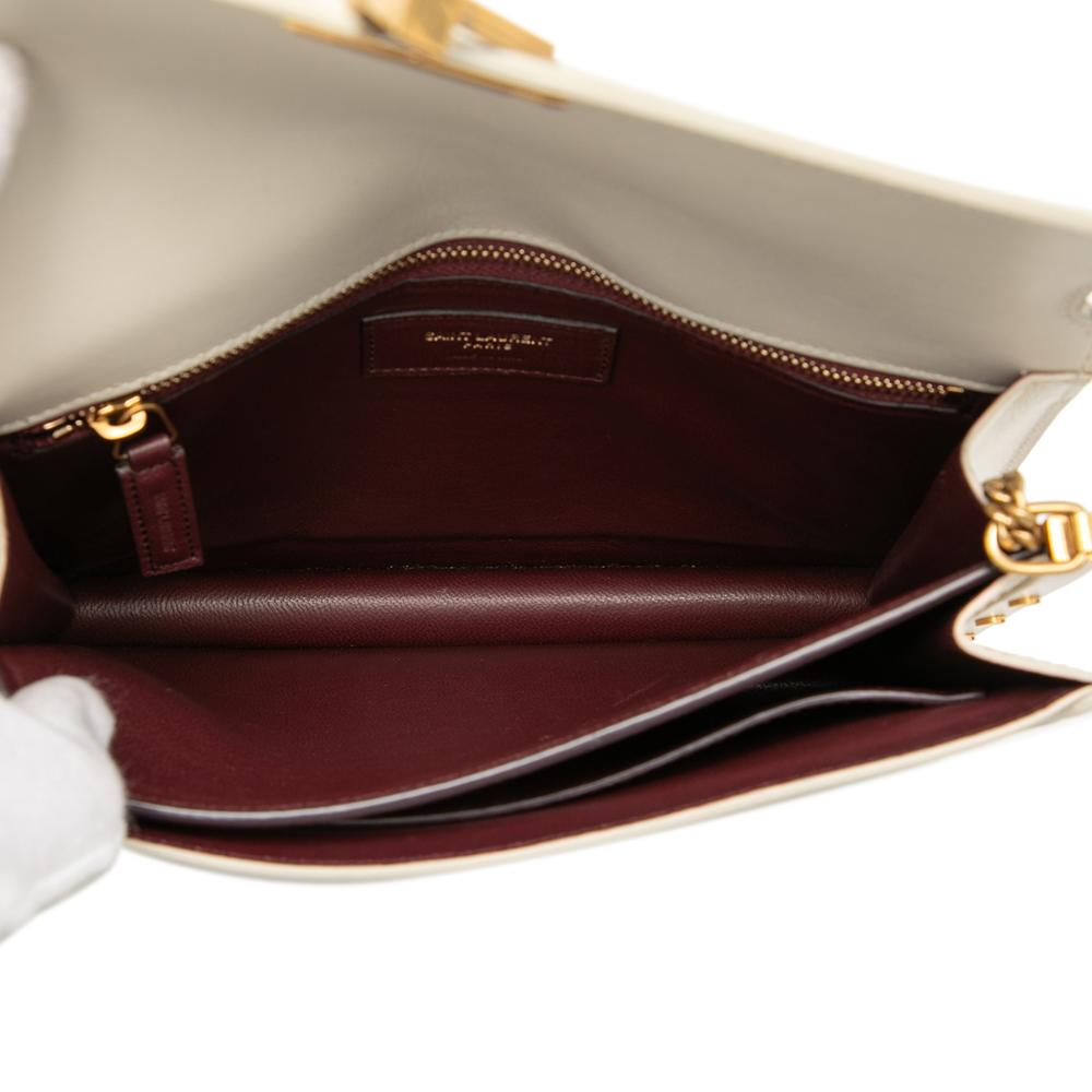 Saint Laurent B Saint Laurent White Calf Leather Smooth skin Monogram Cassandra Clasp Bag Italy