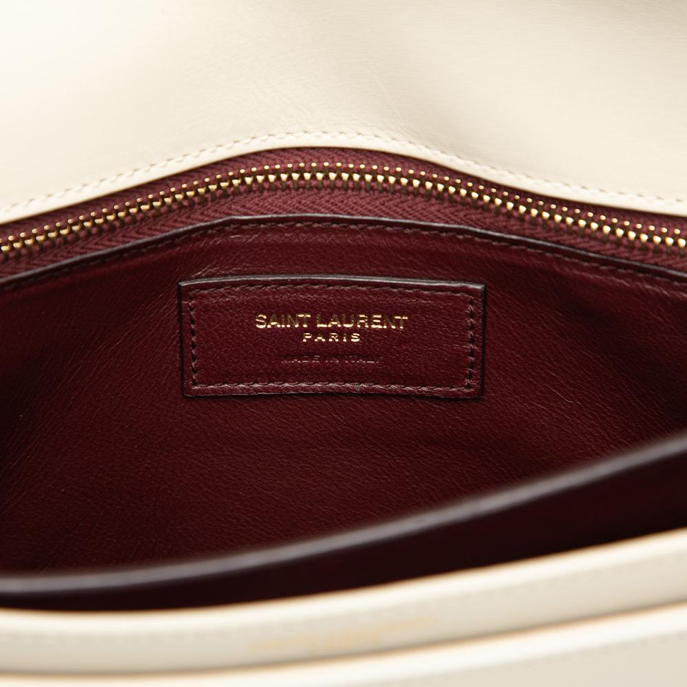 Saint Laurent B Saint Laurent White Calf Leather Smooth skin Monogram Cassandra Clasp Bag Italy