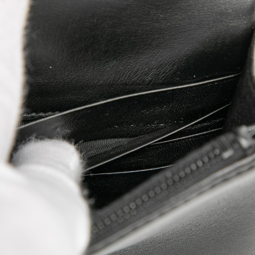 Saint Laurent AB Saint Laurent Black Calf Leather Beaded Hardware Monogram Kate Tassel Wallet on Chain Italy