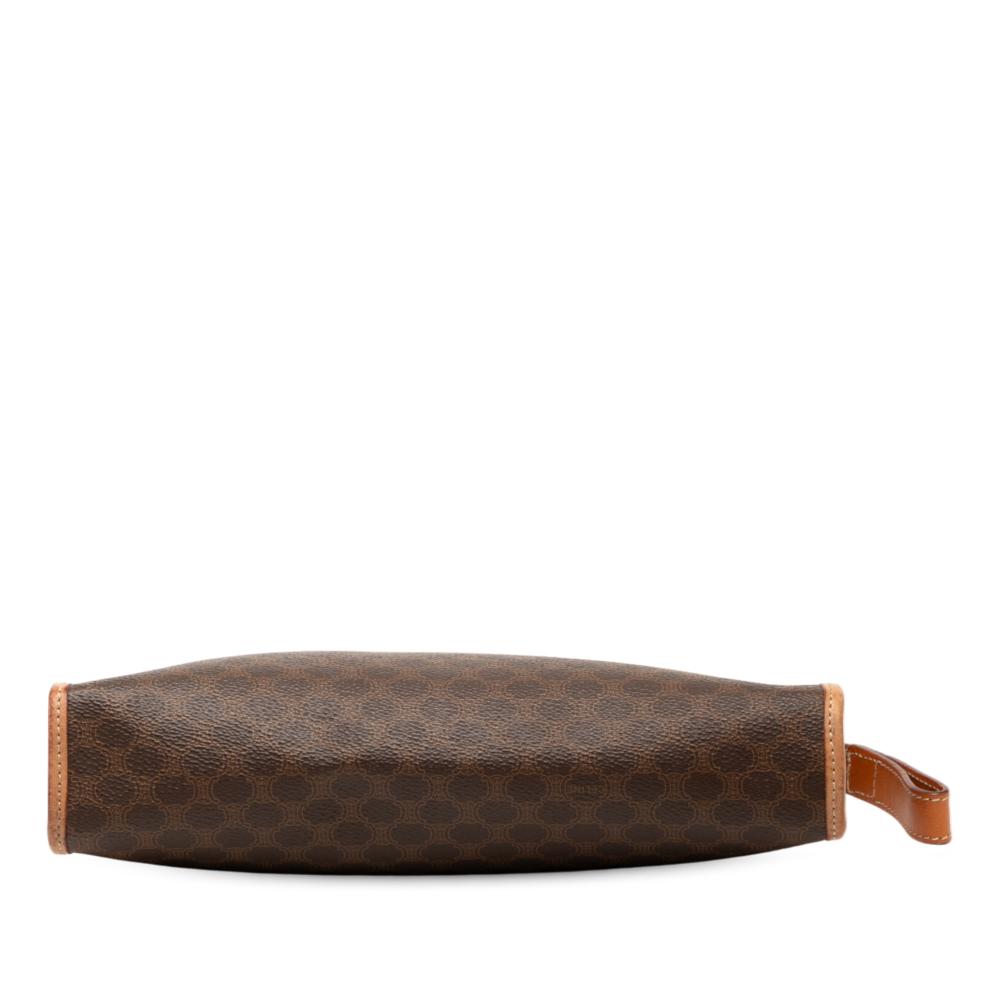 Celine B Celine Brown Coated Canvas Fabric Macadam Clutch Italy