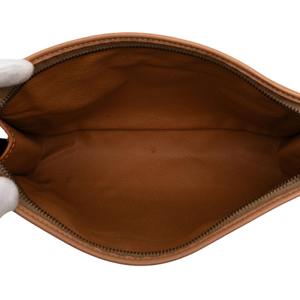 Celine B Celine Brown Coated Canvas Fabric Macadam Clutch Italy