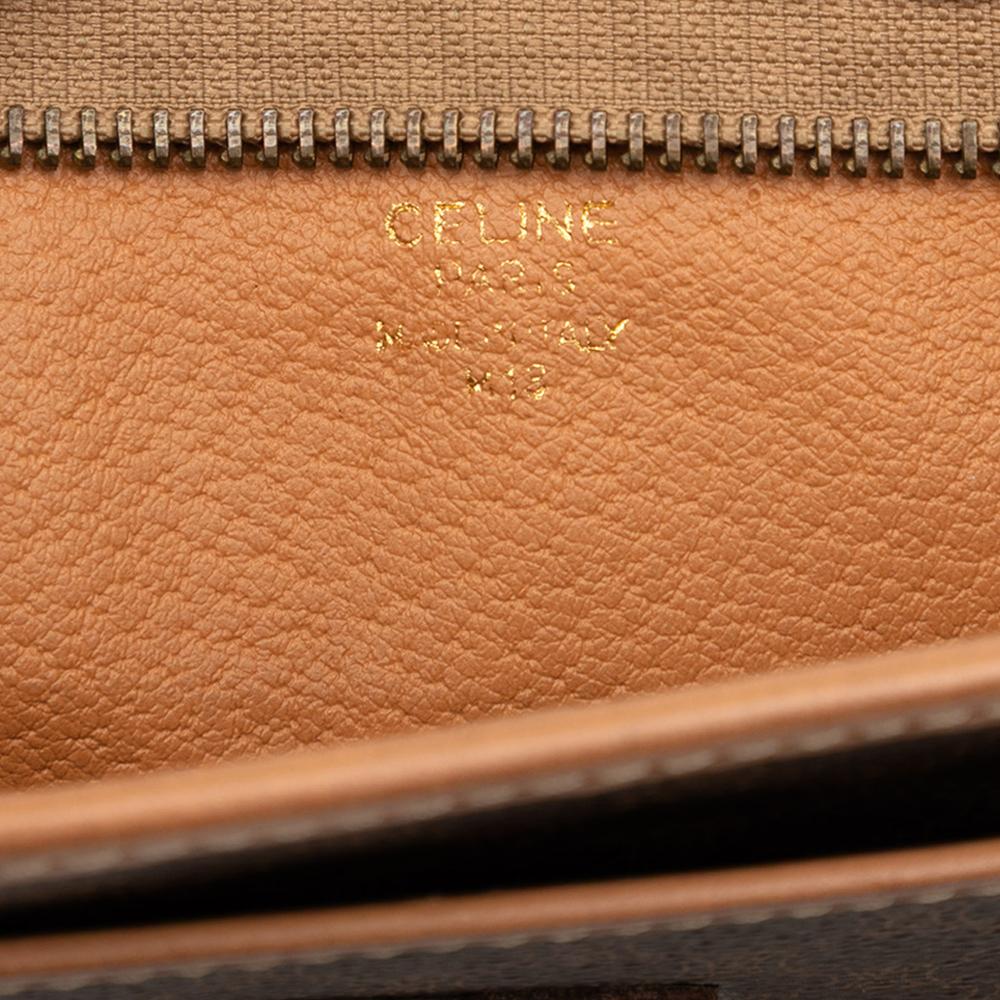 Celine B Celine Brown Coated Canvas Fabric Macadam Clutch Italy