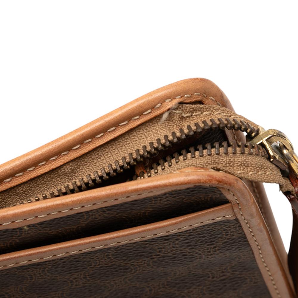 Celine B Celine Brown Coated Canvas Fabric Macadam Clutch Italy