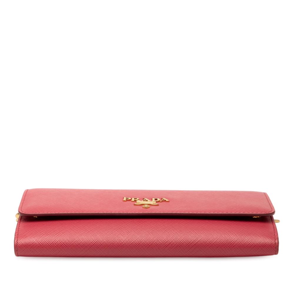 Prada AB Prada Pink Blush Saffiano Leather Wallet On Chain Italy