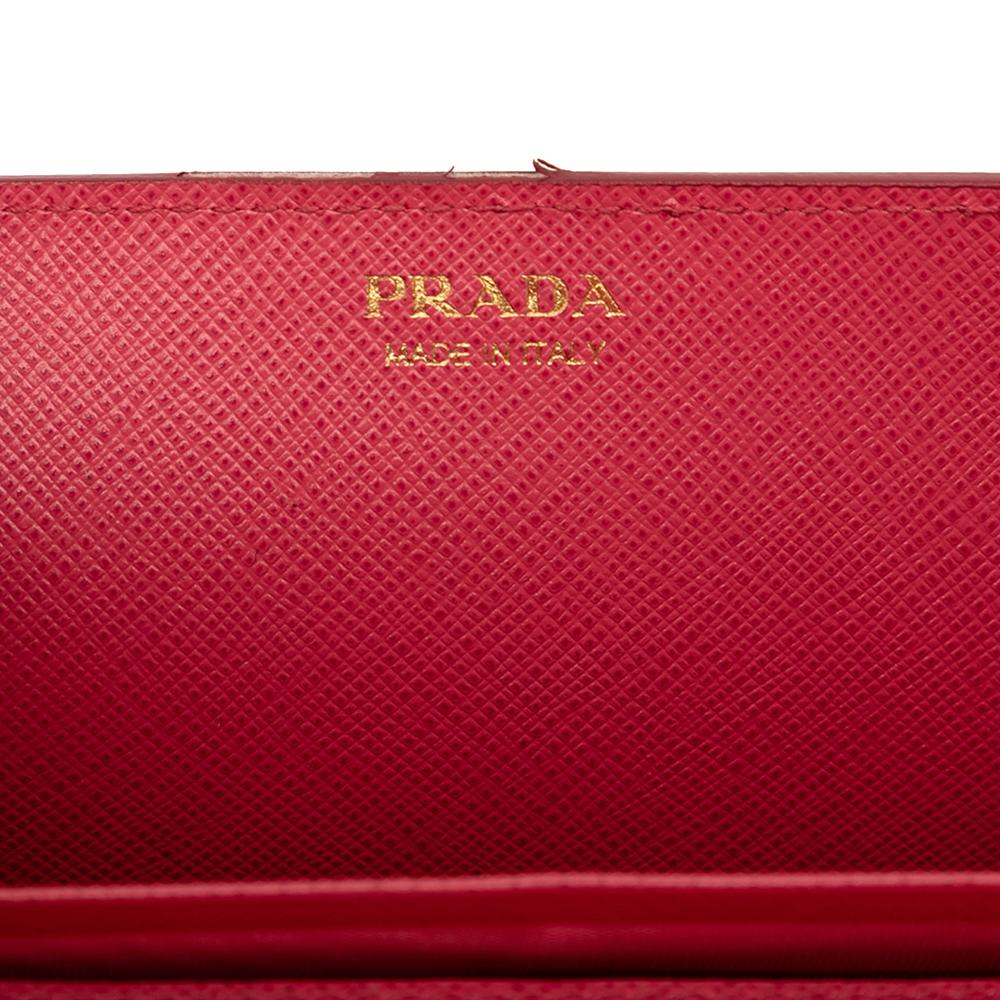Prada AB Prada Pink Blush Saffiano Leather Wallet On Chain Italy