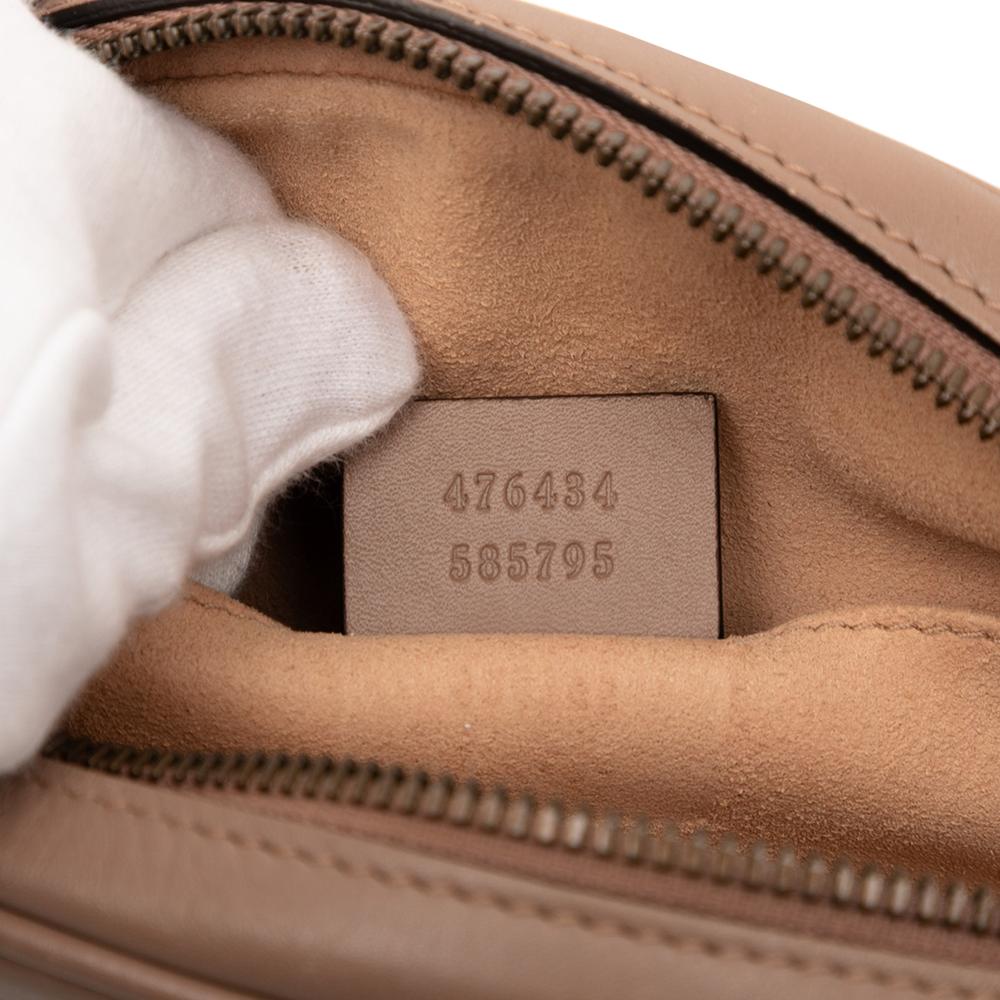 Gucci AB Gucci Brown Beige Calf Leather GG Marmont Matelasse Belt Bag Italy