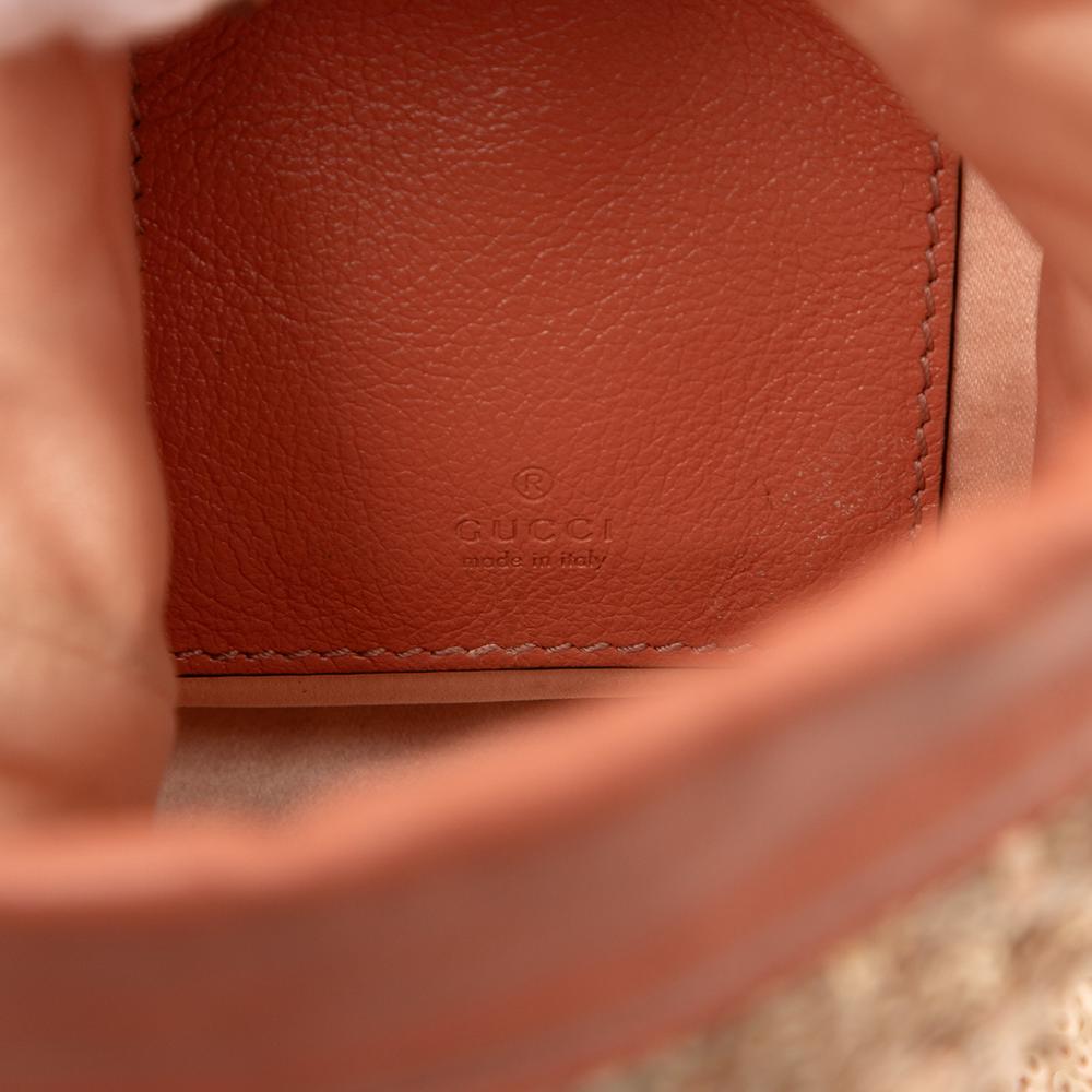 Gucci AB Gucci Pink Calf Leather Small GG Marmont Sequined Diagonal Matelasse Bucket Bag Italy