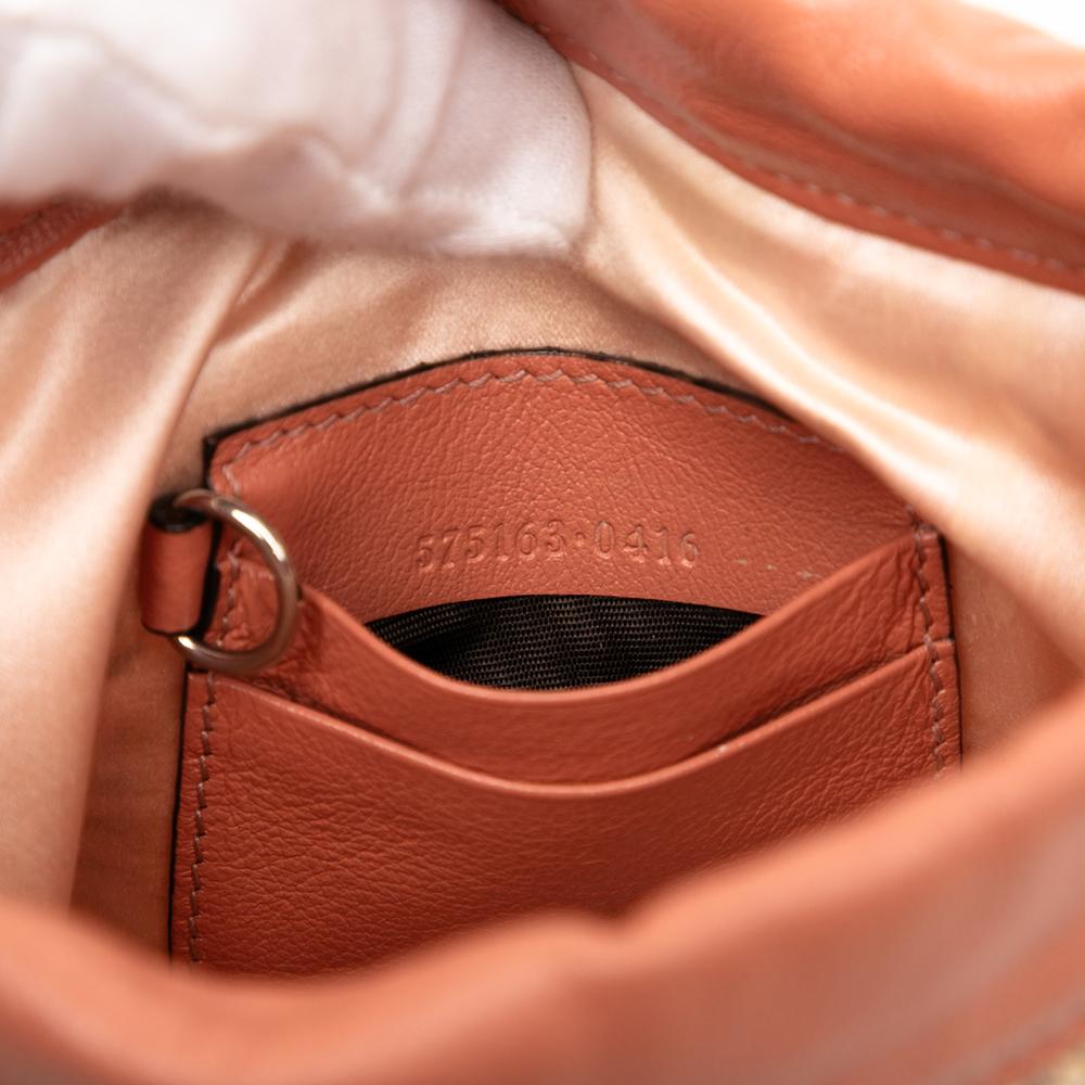 Gucci AB Gucci Pink Calf Leather Small GG Marmont Sequined Diagonal Matelasse Bucket Bag Italy