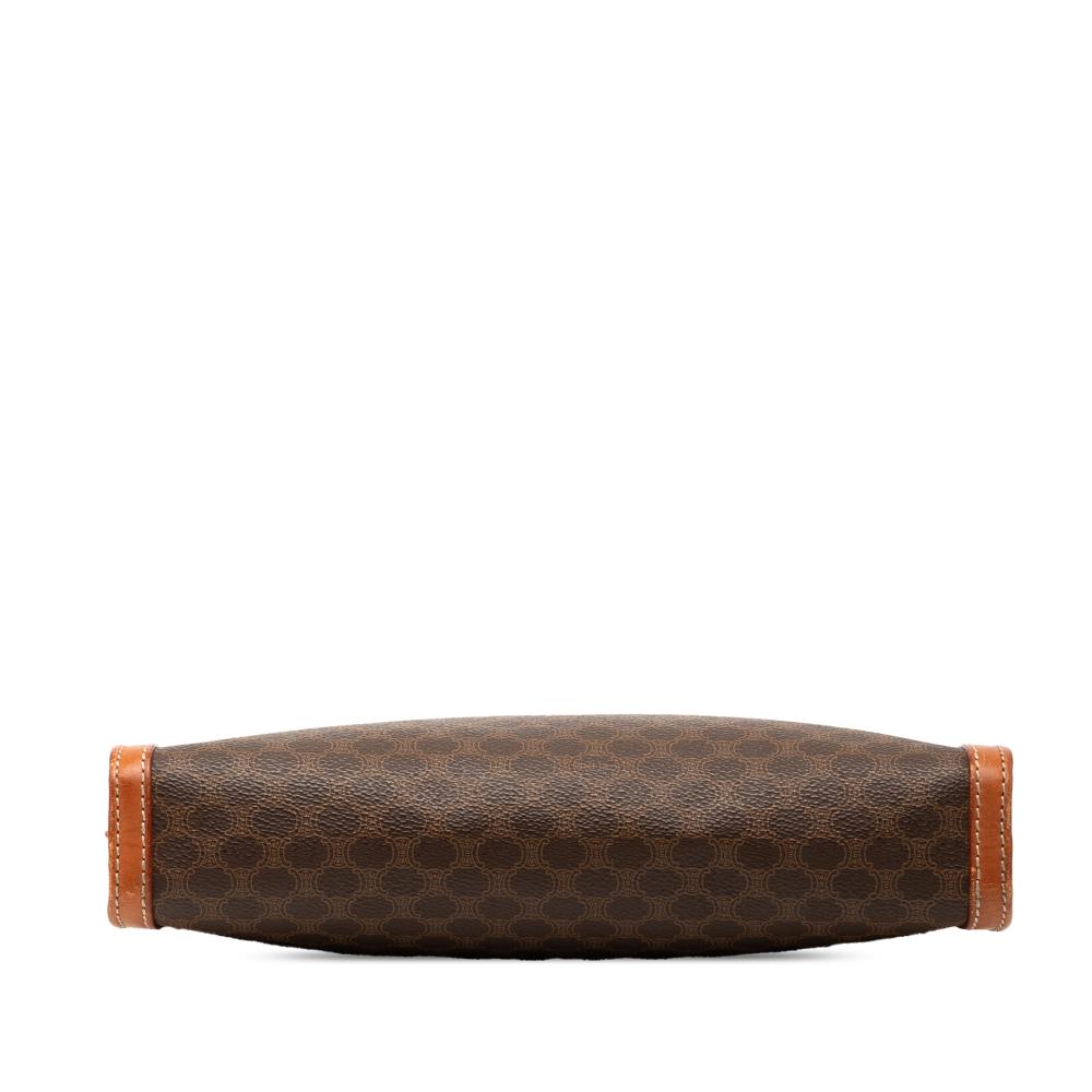 Celine B Celine Brown Coated Canvas Fabric Macadam Clutch Italy