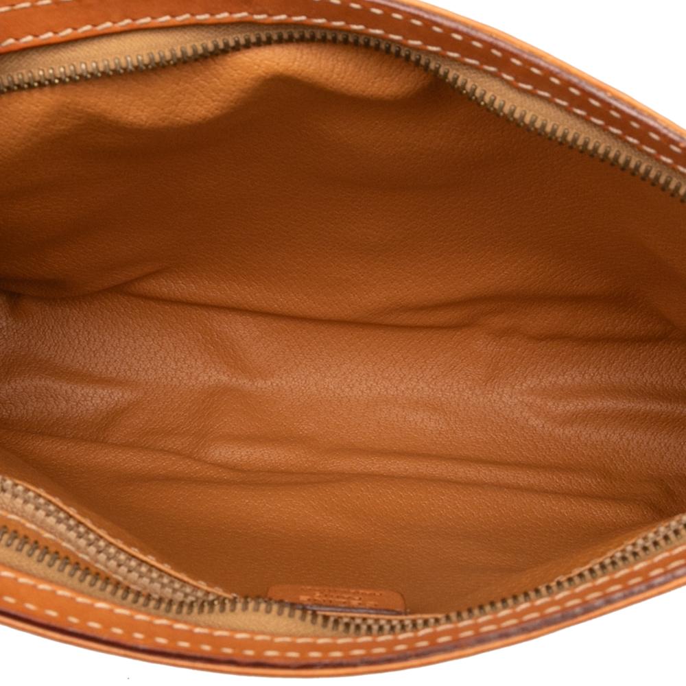 Celine B Celine Brown Coated Canvas Fabric Macadam Clutch Italy