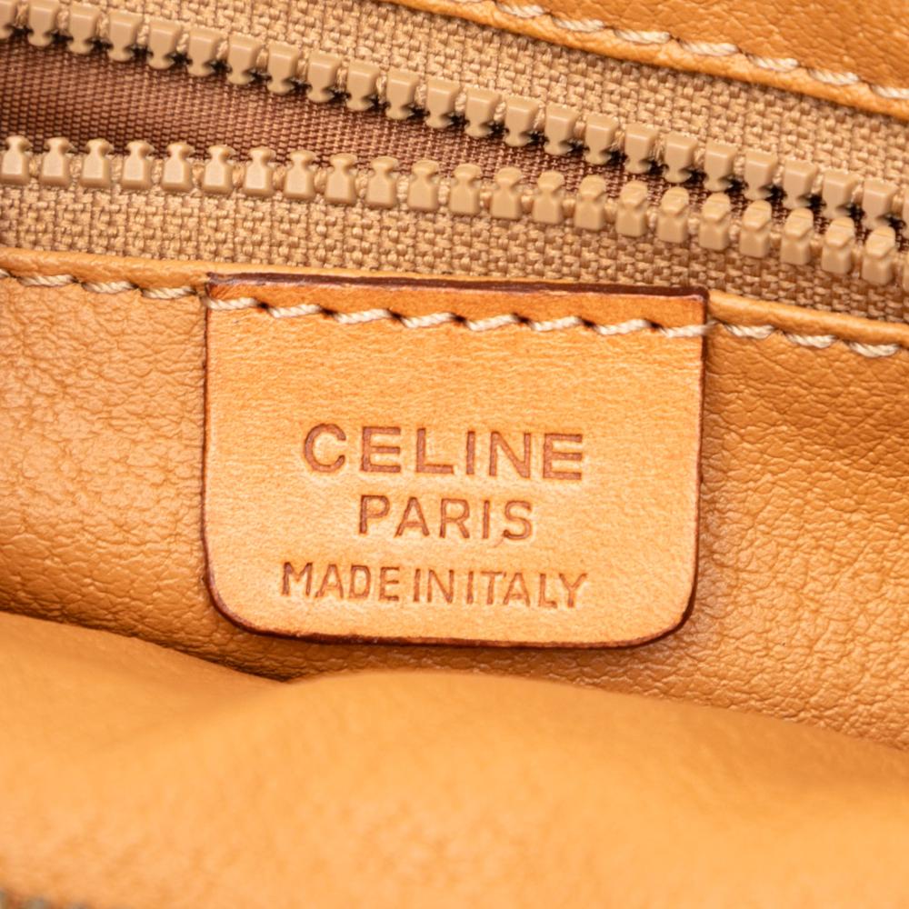 Celine B Celine Brown Coated Canvas Fabric Macadam Clutch Italy