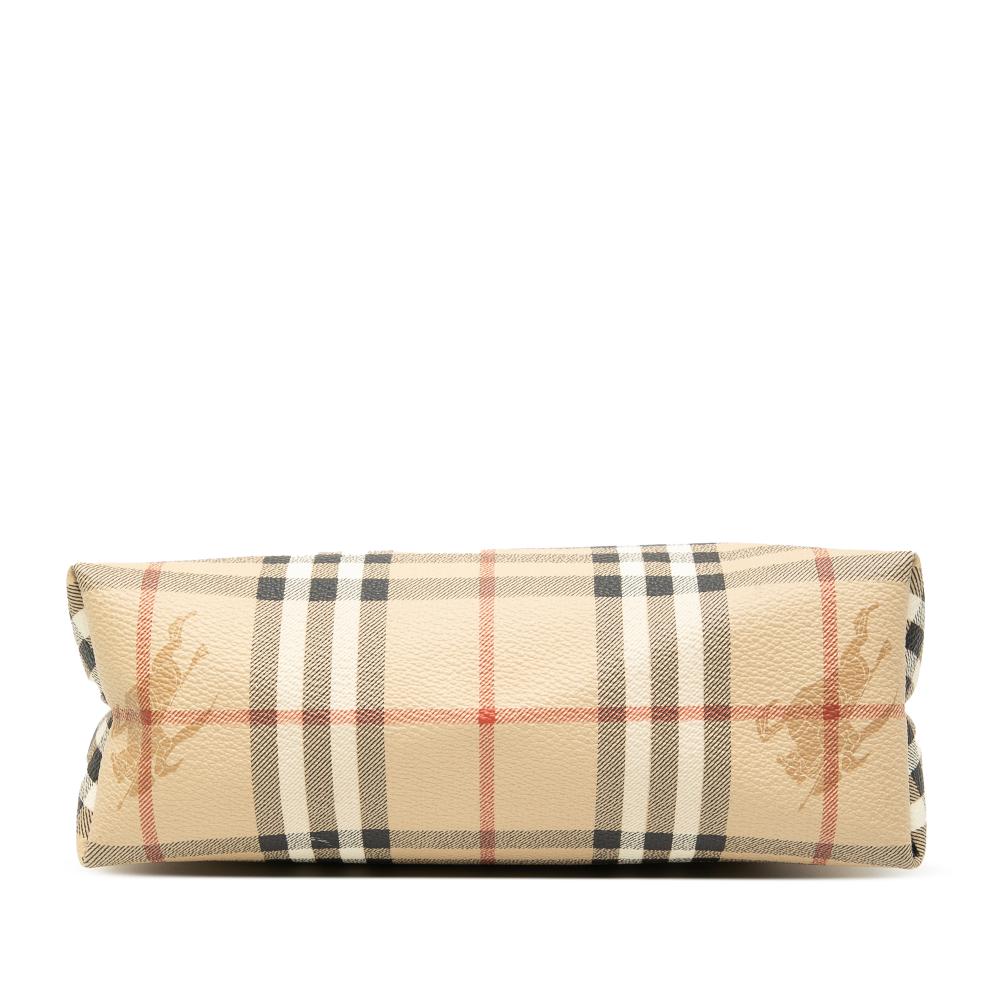 Burberry AB Burberry Brown Beige Coated Canvas Fabric Haymarket Check Pouch Italy