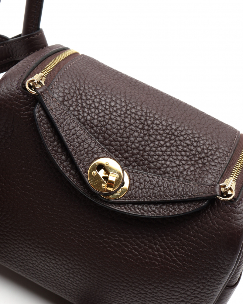 Hermès Mini Lindy 20 Rouge Sellier Clemence Taurillon Bag